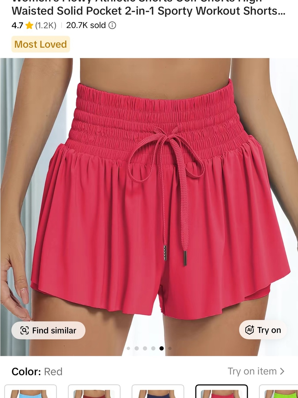 Women's High-Waist Athletic Shorts — Red
